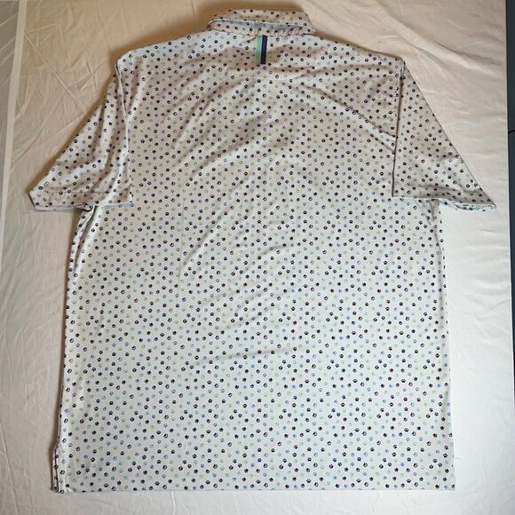 Rhoback Shirt Mens XXL 2XL White Dog Paw Print Performance Golf Polo Stretch - Picture 5 of 5